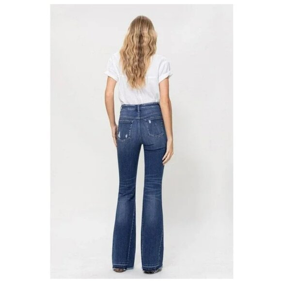 Flying Monkey Darker and Darker - High Rise Flare Jeans with Insert Panel Size 2 - Picture 3 of 9